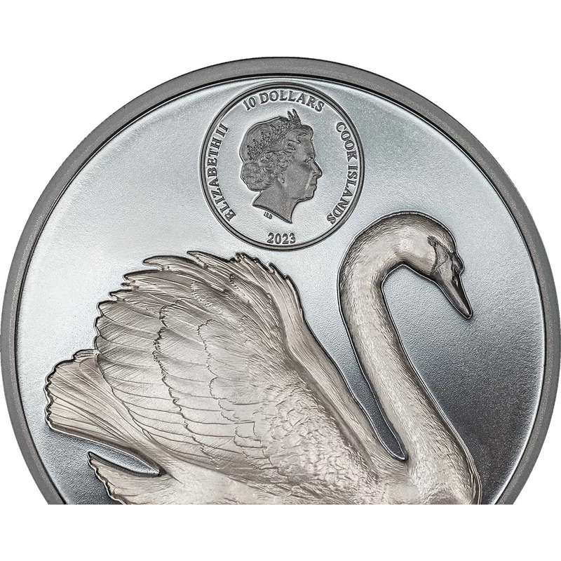 Cook Islands Black Swan Silver Coin, 2023, 62.2g, pure silver (0.999 proof) Collectible coins