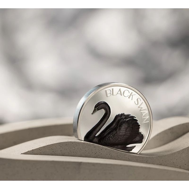 Cook Islands Black Swan Silver Coin, 2023, 62.2g, pure silver (0.999 proof) Collectible coins