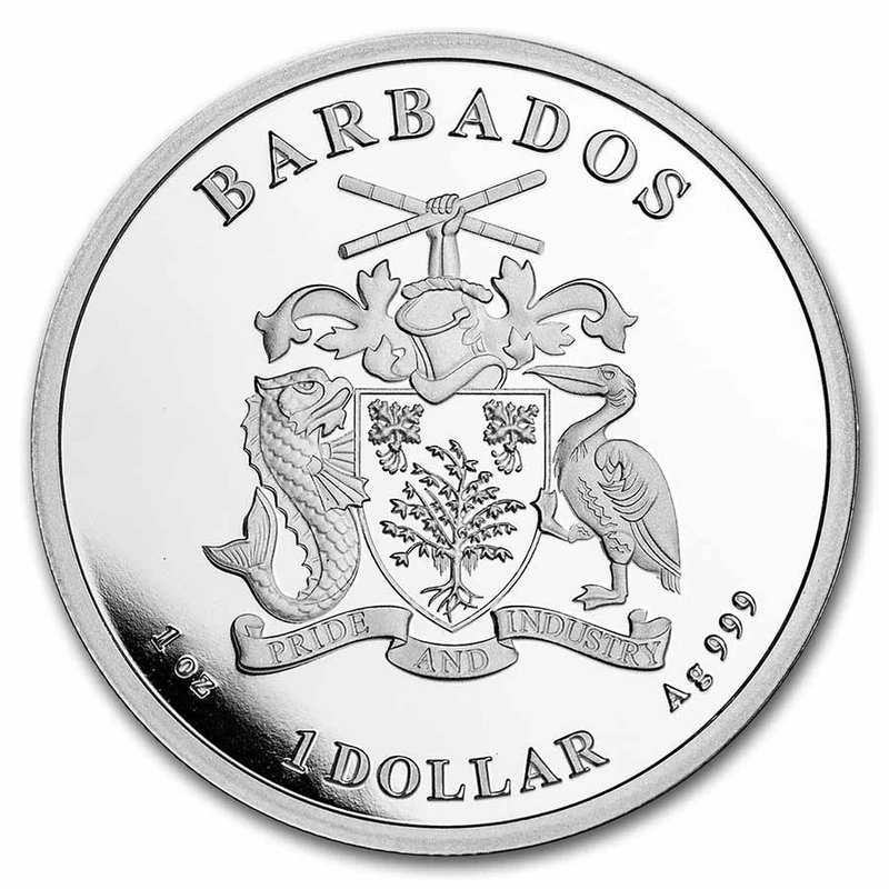 Barbados Octopus Silver Coin 2023, 31.1 grams of pure silver (0.999 proof) Collectible coins