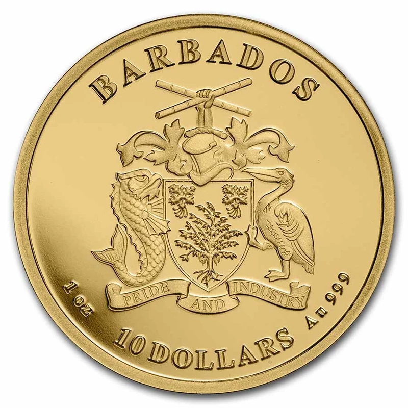 Barbados Octopus Gold Coin 2023, 31.1 grams of pure gold (0.999 proof) Collectible coins
