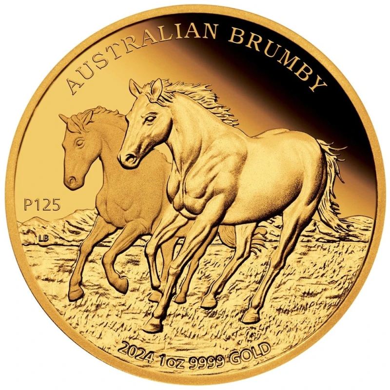 Australian Brumby 2024 gold coin (proof), 31.1 g. pure gold.  (0.9999 proof) Collectible coins