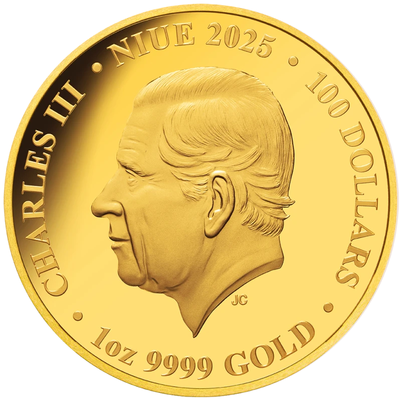 Niue Cranes 2025 gold coin (proof), 31.1 g. pure gold. (0.9999 proof) Collectible coins