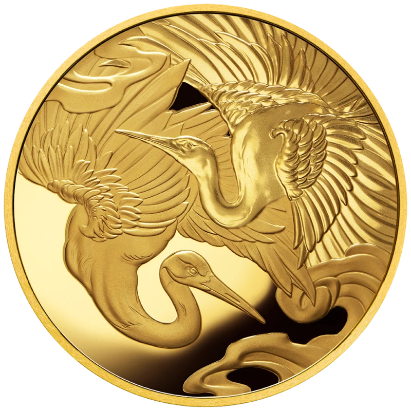 Niue Cranes 2025 gold coin (proof), 31.1 g. pure gold. (0.9999 proof) Collectible coins