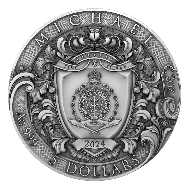 Niue Archangel Michael Silver Coin 2024, 62.2 g. pure silver (0.999 proof) Collectible coins