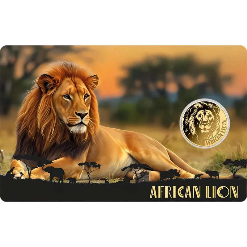 Chad African Lion Gold Coin (proof), 0.031 grams of pure gold (0.999 proof) Collectible coins