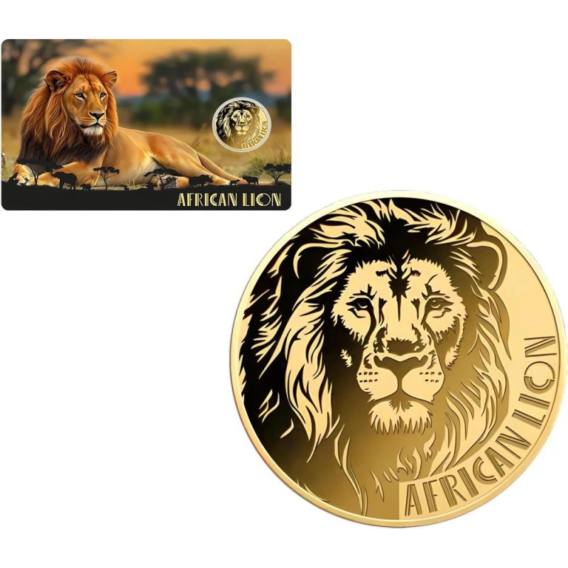 Chad African Lion Gold Coin (proof), 0.031 grams of pure gold (0.999 proof) Collectible coins