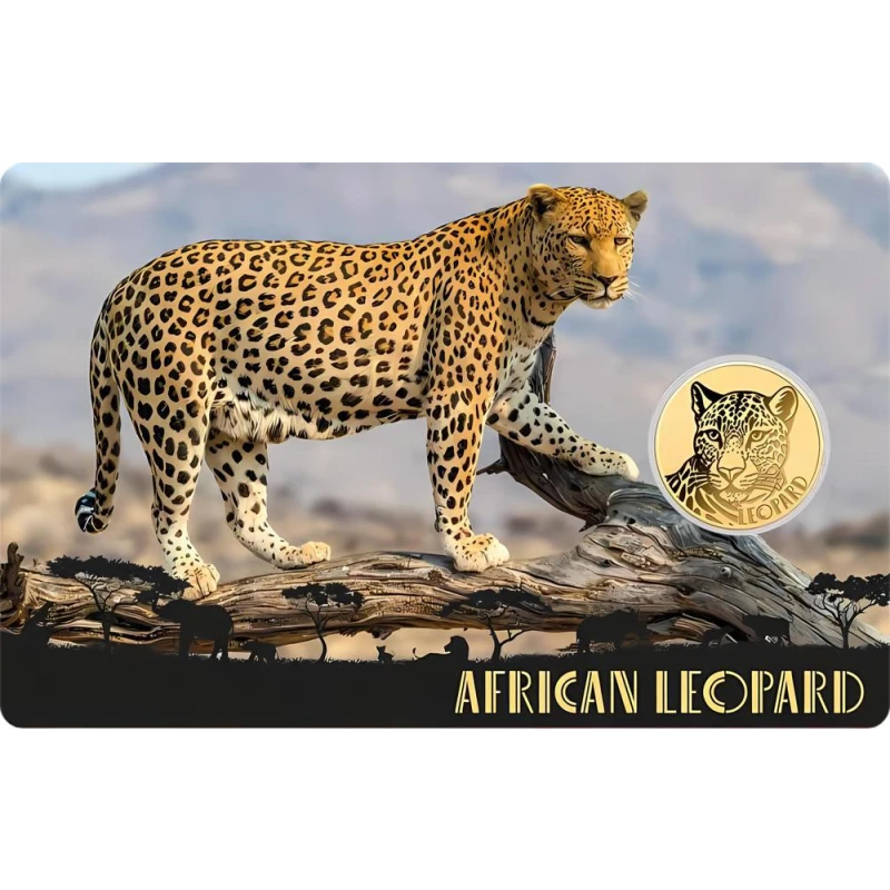 Chad African Leopard Gold Coin (proof), 0.031 grams of pure gold (0.999 proof) Collectible coins