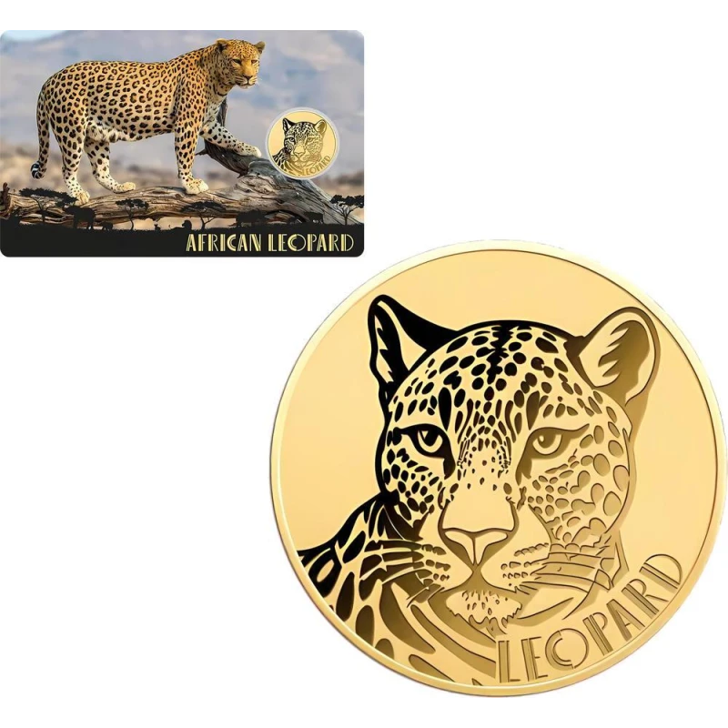 Chad African Leopard Gold Coin (proof), 0.031 grams of pure gold (0.999 proof) Collectible coins