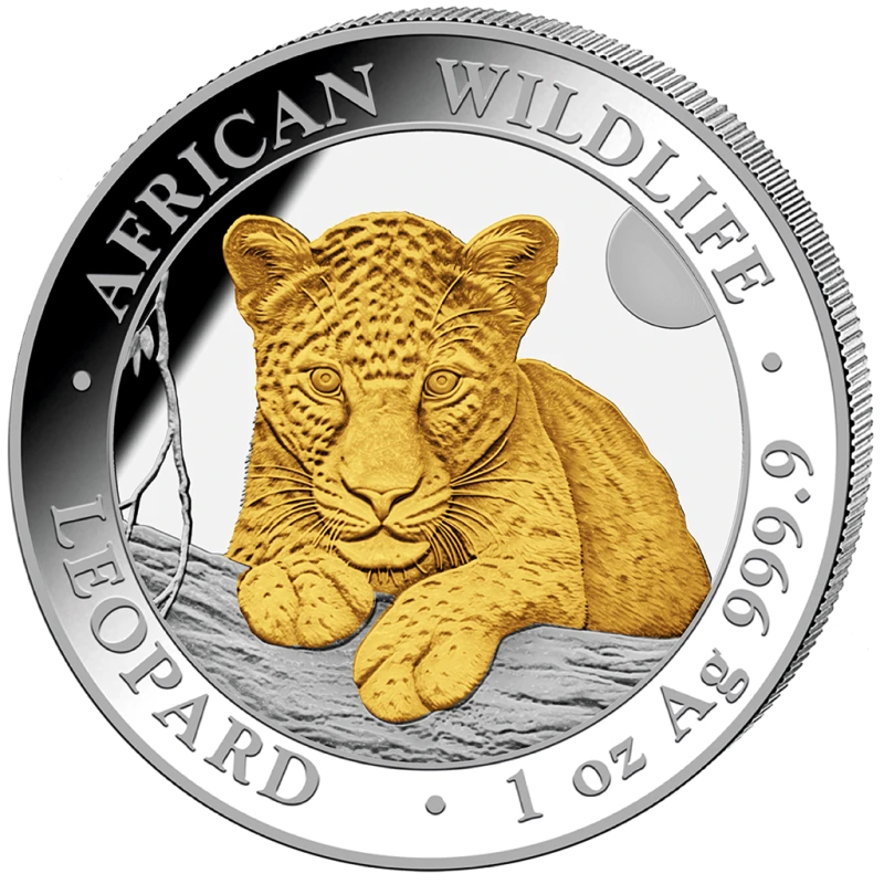 Somalia Silver Coin African Wildlife Leopard 2025 Gilded 1 oz Collectible coins