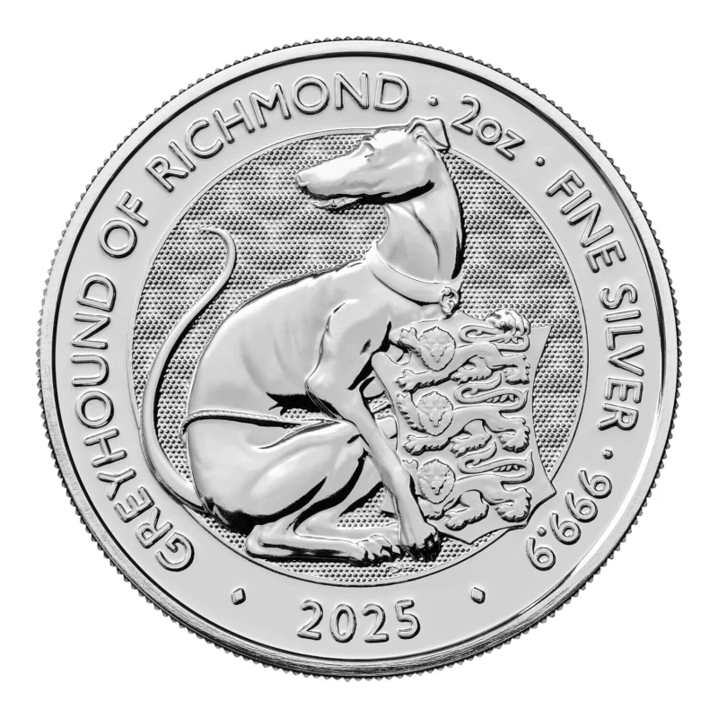 United Kingdom Silver Coin The Royal Tudor Beasts Greyhound of Richmond 2025 2 oz Collectible coins