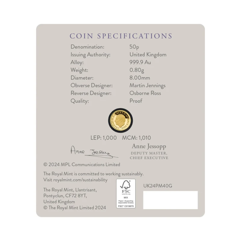 UK: gold coin Paul McCartney 2024 Proof 1/40 oz Collectible coins