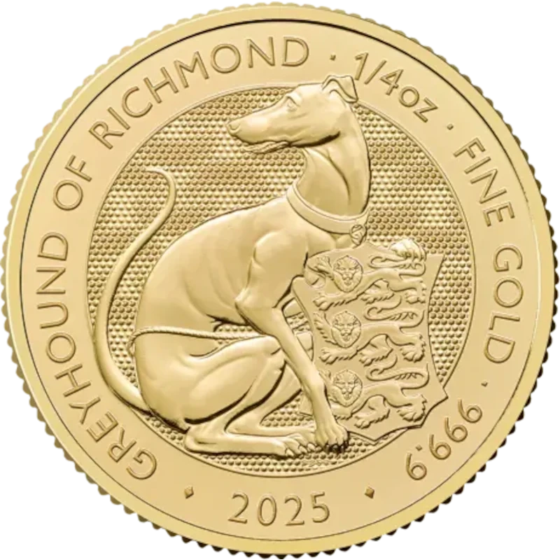 UK: gold coin Greyhound of Richmond 2025 1/4 oz Investment coins