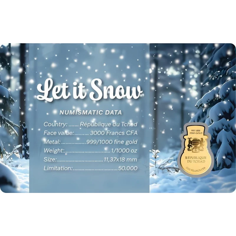 Chad: gold coin Snowman 1/1000 oz Collectible coins