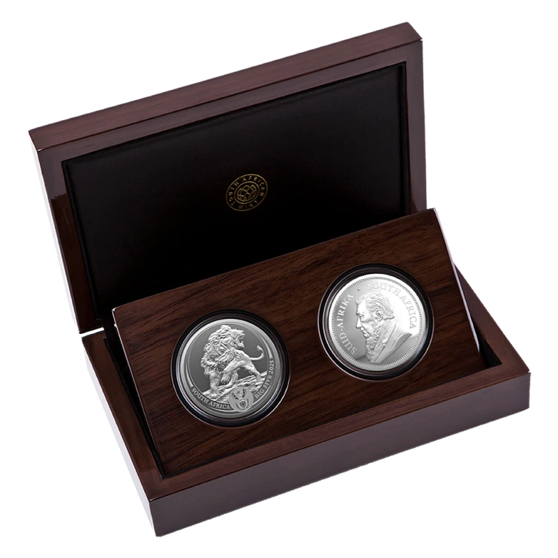South Africa: silver coins Lion and Krugerrand 2025 Proof set 2 oz Collectible coins