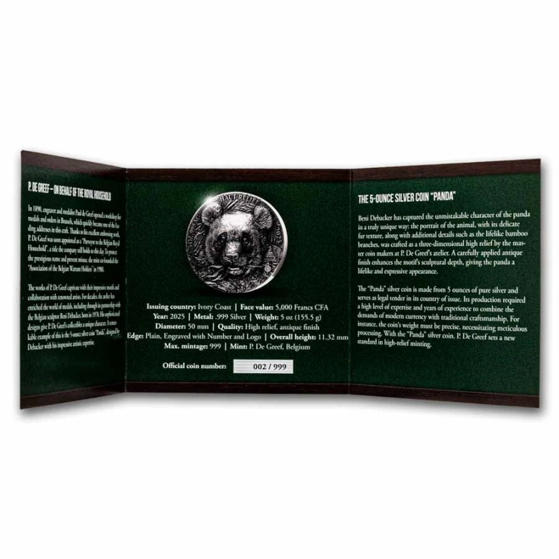 Côte d'Ivoire (Ivory Coast): silver coin Panda 2025 5 oz Collectible coins