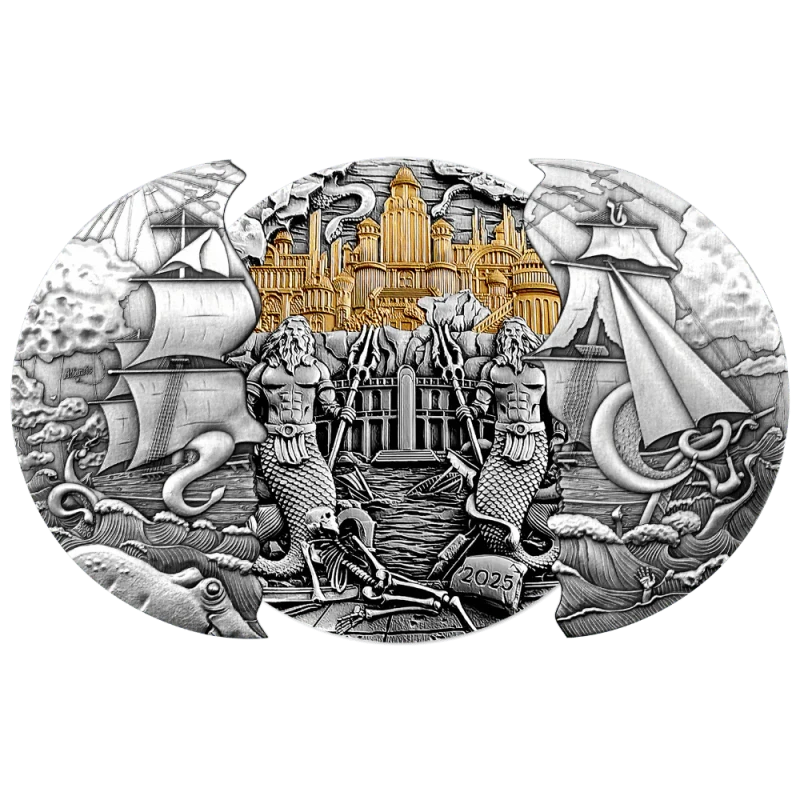 Samoa: silver coin Atlantis 2025 gilded 5 oz Collectible coins