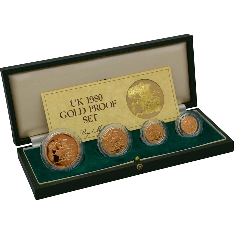 United Kingdom Gold Coin Set Sovereign 1980 Proof 2 oz Collectible coins