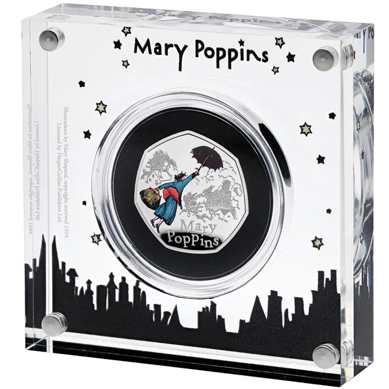 UK: silver coin Mary Poppins 2025 Proof colored 7.4 g Collectible coins