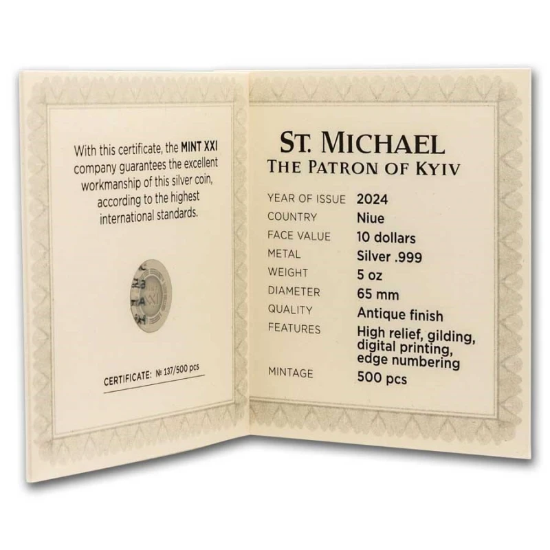 Niue: silver coin St. Michael the Archangel 2024 colored 5 oz Collectible coins