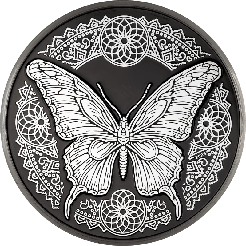 Cook Islands: silver coin Butterfly 2025 Obsidian Black Proof 1 oz Collectible coins