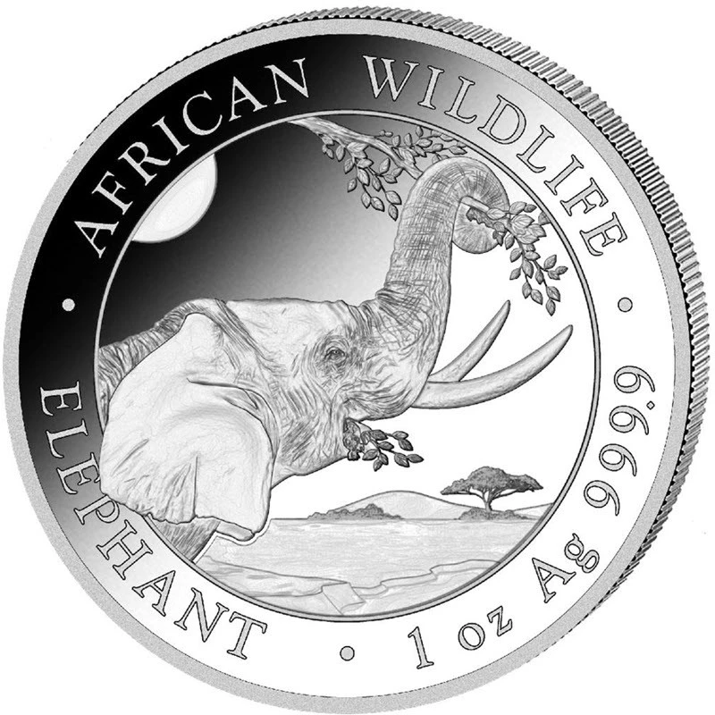 Somalia Silver Bullion Coin African Wildlife Elephant 2023 1 oz Investment coins