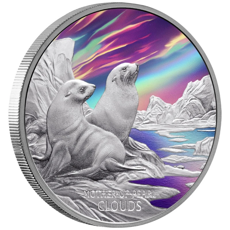 Tuvalu Silver Coin Mother-of-Pearl Clouds 2025 Proof Colored 1 oz Collectible coins