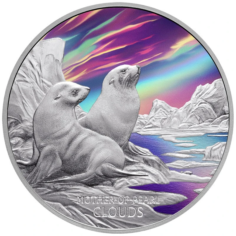 Tuvalu Silver Coin Mother-of-Pearl Clouds 2025 Proof Colored 1 oz Collectible coins